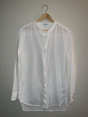 Standard James Perse White Collarless Button Down Shirt Size 0 XS Cotton
